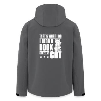 Lire un livre caresser un chat - Veste softshell homme en polyester recyclé Stanley/Stella - charbon - Dos - AI Model Male 185 light (185cm)