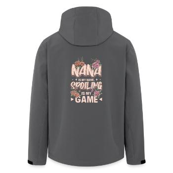 Nana est mon nom gâter est mon jeu - Veste softshell homme en polyester recyclé Stanley/Stella - charbon - Dos - AI Model Male 185 light (185cm)