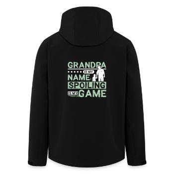 Grandpa is my name spoiling is my game - Men’s Recycled Softshell Jacket by Stanley/Stella - black - Back - AI Model Male 185 light (185cm)