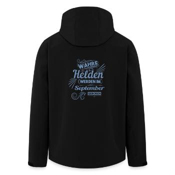wahre Helden werden im september geboren - Recycelte Männer Softshell-Jacke von Stanley/Stella - Schwarz - Hinten - AI Model Male 185 light (185cm)