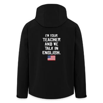 Professeur d’anglais américain - Veste softshell homme en polyester recyclé Stanley/Stella - noir - Dos - AI Model Male 185 light (185cm)