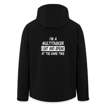 Multitasker eat and speak - Recycelte Männer Softshell-Jacke von Stanley/Stella - Schwarz - Hinten - AI Model Male 185 light (185cm)