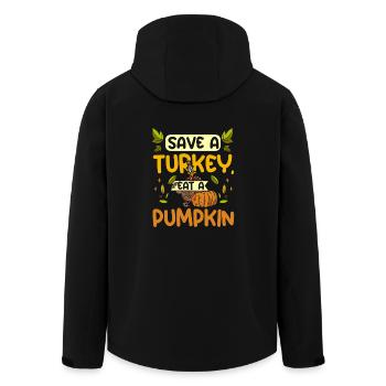 Save a turkey eat a pumpkin - Men’s Recycled Softshell Jacket by Stanley/Stella - black - Back - AI Model Male 185 light (185cm)