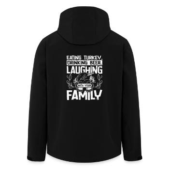 Eating turkey drinking beer laughing with family - Men’s Recycled Softshell Jacket by Stanley/Stella - black - Back - AI Model Male 185 light (185cm)