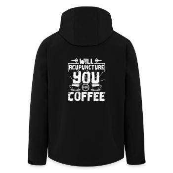 Will acupuncture you for coffee - Recycelte Männer Softshell-Jacke von Stanley/Stella - Schwarz - Hinten - AI Model Male 185 light (185cm)