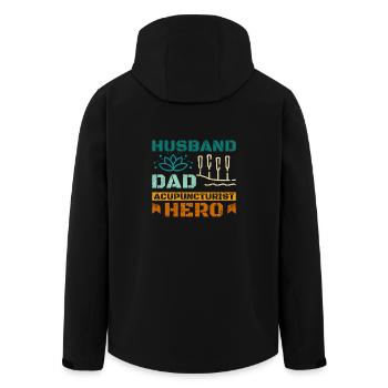 Mari papa acupuncteur héros - Veste softshell homme en polyester recyclé Stanley/Stella - noir - Dos - AI Model Male 185 light (185cm)