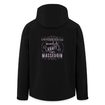 Unterschätze nicht die Kraft einer Masseurin - Recycelte Männer Softshell-Jacke von Stanley/Stella - Schwarz - Hinten - AI Model Male 185 light (185cm)