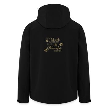 Liebevolle Hundedame ist im November geboren - Recycelte Männer Softshell-Jacke von Stanley/Stella - Schwarz - Hinten - AI Model Male 185 light (185cm)