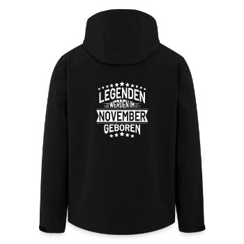 Legenden wurden im November geboren - Recycelte Männer Softshell-Jacke von Stanley/Stella - Schwarz - Hinten - AI Model Male 185 light (185cm)