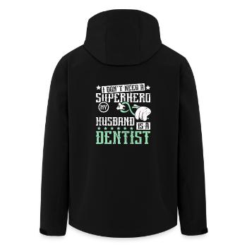 Je n’ai pas besoin d’un super-héros mon mari est dentiste - Veste softshell homme en polyester recyclé Stanley/Stella - noir - Dos - AI Model Male 185 light (185cm)