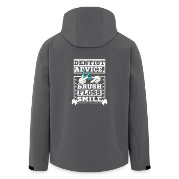 Conseils du dentiste brosse à fil dentaire sourire - Veste softshell homme en polyester recyclé Stanley/Stella - charbon - Dos - AI Model Male 185 light (185cm)
