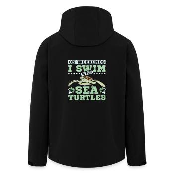 I swim with sea turtles - Recycelte Männer Softshell-Jacke von Stanley/Stella - Schwarz - Hinten - AI Model Male 185 light (185cm)