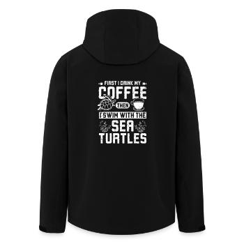 Coffee and swim with the sea turtles - Recycelte Männer Softshell-Jacke von Stanley/Stella - Schwarz - Hinten - AI Model Male 185 light (185cm)