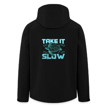 Sea turtle take it slow - Recycelte Männer Softshell-Jacke von Stanley/Stella - Schwarz - Hinten - AI Model Male 185 light (185cm)