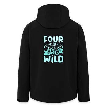 4th birthday four ever wild - Men’s Recycled Softshell Jacket by Stanley/Stella - black - Back - AI Model Male 185 light (185cm)