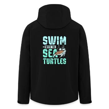 Swim with the sea turtles - Recycelte Männer Softshell-Jacke von Stanley/Stella - Schwarz - Hinten - AI Model Male 185 light (185cm)
