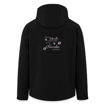 Liebevolle Hundedame ist im November geboren - Recycelte Männer Softshell-Jacke von Stanley/Stella - Schwarz - Hinten - AI Model Male 185 light (185cm)