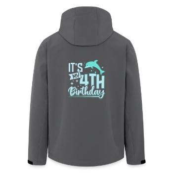 4 years old It's my 4th birthday - Men’s Recycled Softshell Jacket by Stanley/Stella - anthracite - Back - AI Model Male 185 light (185cm)