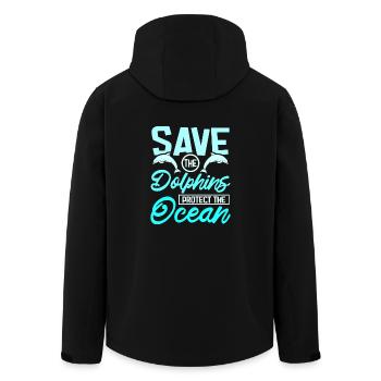 Save the dolphins protect the ocean - Recycelte Männer Softshell-Jacke von Stanley/Stella - Schwarz - Hinten - AI Model Male 185 light (185cm)