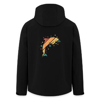 Retro Vintage dolphin - Recycelte Männer Softshell-Jacke von Stanley/Stella - Schwarz - Hinten - AI Model Male 185 light (185cm)