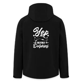 Yep I talk to dolphins dolphins - Recycelte Männer Softshell-Jacke von Stanley/Stella - Schwarz - Hinten - AI Model Male 185 light (185cm)