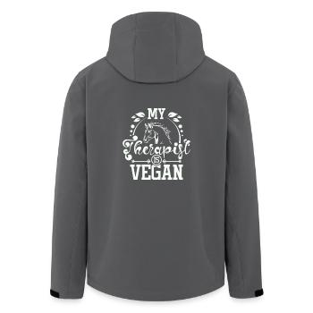 My therapist is vegan horse lover - Men’s Recycled Softshell Jacket by Stanley/Stella - anthracite - Back - AI Model Male 185 light (185cm)