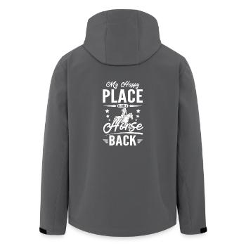Mon endroit heureux est sur un dos de cheval - Veste softshell homme en polyester recyclé Stanley/Stella - charbon - Dos - AI Model Male 185 light (185cm)