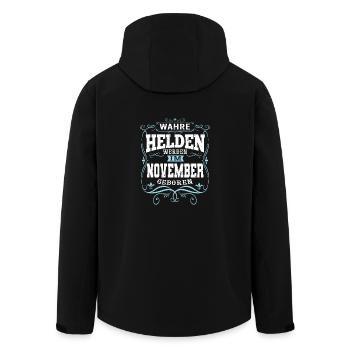 Wahre Helden werden im November geboren - Recycelte Männer Softshell-Jacke von Stanley/Stella - Schwarz - Hinten - AI Model Male 185 light (185cm)