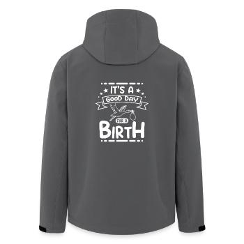 It's a good day for a birth - Recycelte Männer Softshell-Jacke von Stanley/Stella - Schwarz - Hinten - AI Model Male 185 light (185cm)