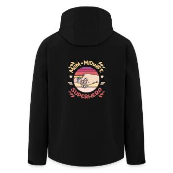 Mom midwife superhero - Recycelte Männer Softshell-Jacke von Stanley/Stella - Schwarz - Hinten - AI Model Male 185 light (185cm)