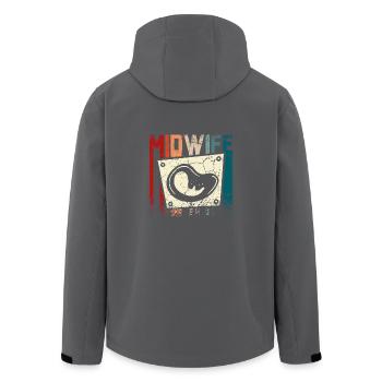 Retro Vintage Midwife - Recycelte Männer Softshell-Jacke von Stanley/Stella - Anthrazit - Hinten - AI Model Male 185 light (185cm)