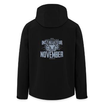 Installateur Geburtsmonat November Geburtstag - Recycelte Männer Softshell-Jacke von Stanley/Stella - Schwarz - Hinten - AI Model Male 185 light (185cm)