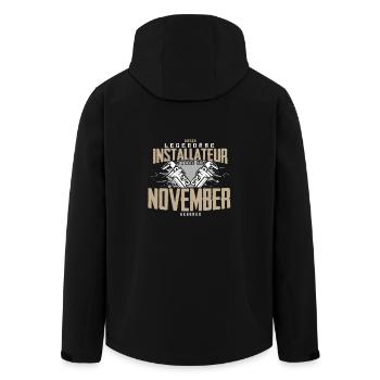 Installateur Geburtsmonat November Geburtstag - Recycelte Männer Softshell-Jacke von Stanley/Stella - Schwarz - Hinten - AI Model Male 185 light (185cm)