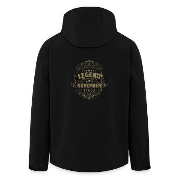 60e anniversaire Proverbes Novembre 1962 60 ans homme - Veste softshell homme en polyester recyclé Stanley/Stella - noir - Dos - AI Model Male 185 light (185cm)
