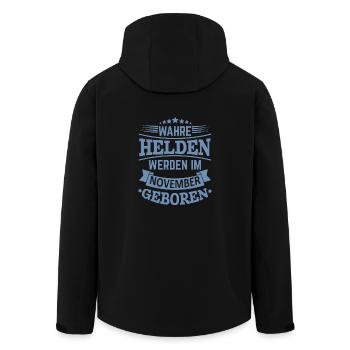 Wahre Helden werden im November geboren - Recycelte Männer Softshell-Jacke von Stanley/Stella - Schwarz - Hinten - AI Model Male 185 light (185cm)