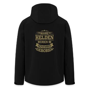 Wahre Helden werden im November geboren - Recycelte Männer Softshell-Jacke von Stanley/Stella - Schwarz - Hinten - AI Model Male 185 light (185cm)