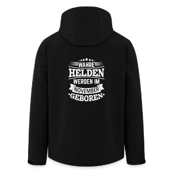 Wahre Helden werden im November geboren - Recycelte Männer Softshell-Jacke von Stanley/Stella - Schwarz - Hinten - AI Model Male 185 light (185cm)