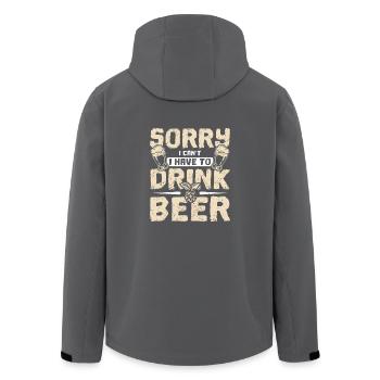 Sorry I can't I have to drink beer - Recycelte Männer Softshell-Jacke von Stanley/Stella - Schwarz - Hinten - AI Model Male 185 light (185cm)