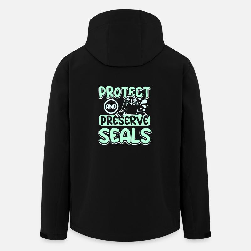 Protéger et préserver les phoques - Veste softshell homme en polyester recyclé Stanley/Stella - noir
