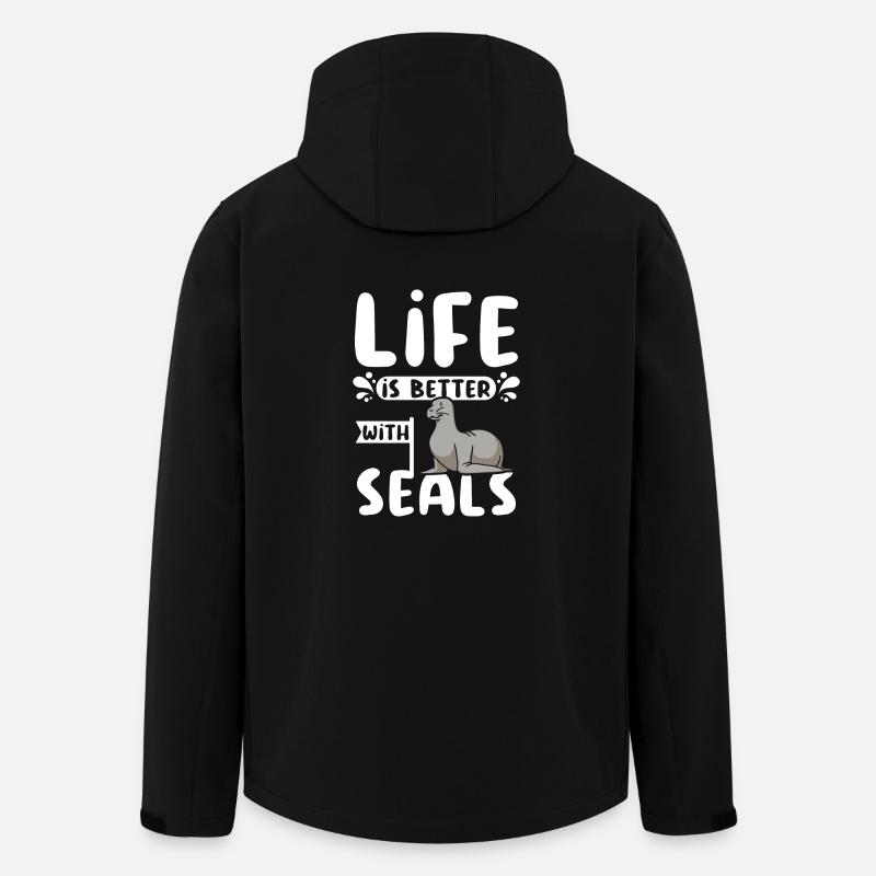 Life is better with seals - Recycelte Männer Softshell-Jacke von Stanley/Stella - Schwarz