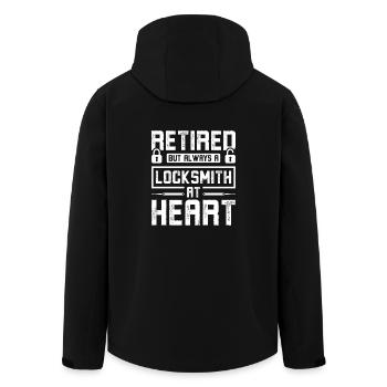 Retired but always a locksmith at heart - Recycelte Männer Softshell-Jacke von Stanley/Stella - Schwarz - Hinten - AI Model Male 185 light (185cm)