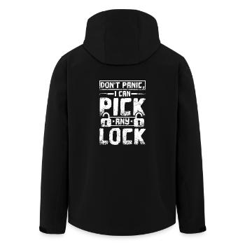 Don't panic I can pick any lock locksmith - Recycelte Männer Softshell-Jacke von Stanley/Stella - Schwarz - Hinten - AI Model Male 185 light (185cm)