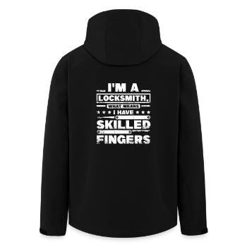 Skilled fingers locksmith - Recycelte Männer Softshell-Jacke von Stanley/Stella - Schwarz - Hinten - AI Model Male 185 light (185cm)