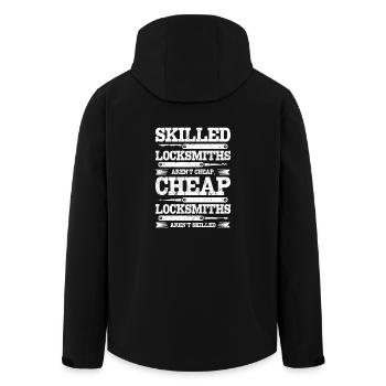 Skilled locksmiths aren't cheap - Recycelte Männer Softshell-Jacke von Stanley/Stella - Schwarz - Hinten - AI Model Male 185 light (185cm)