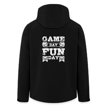 Game day fun day american football - Men’s Recycled Softshell Jacket by Stanley/Stella - black - Back - AI Model Male 185 light (185cm)