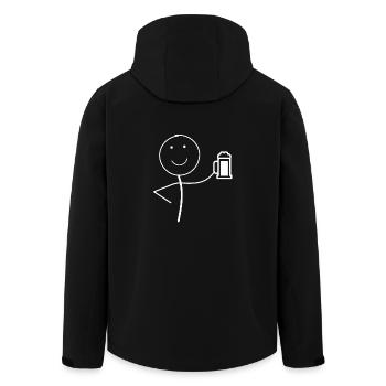 Stick figure with beer - Men’s Recycled Softshell Jacket by Stanley/Stella - black - Back - AI Model Male 185 light (185cm)