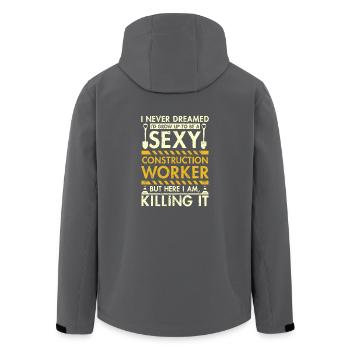 Sexy constucion worker - Recycelte Männer Softshell-Jacke von Stanley/Stella - Anthrazit - Hinten - AI Model Male 185 light (185cm)
