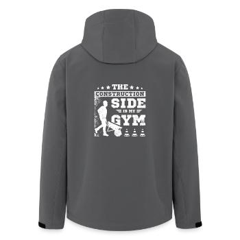 The construction side is my gym - Recycelte Männer Softshell-Jacke von Stanley/Stella - Anthrazit - Hinten - AI Model Male 185 light (185cm)