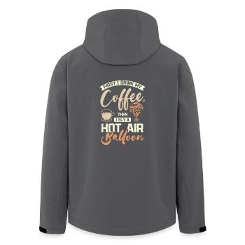 Coffee and fly hot air balloon - Men’s Recycled Softshell Jacket by Stanley/Stella - anthracite - Back - AI Model Male 185 light (185cm)