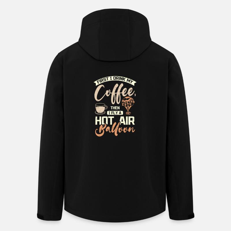 Café et montgolfière volante - Veste softshell homme en polyester recyclé Stanley/Stella - noir
